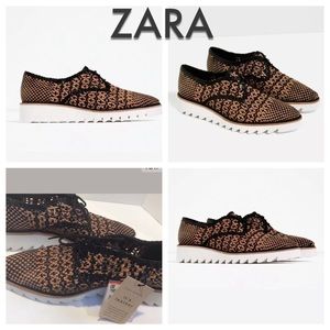 ZARA WOMEN’S LEATHER LACE UP SHOES size 6 5301/101